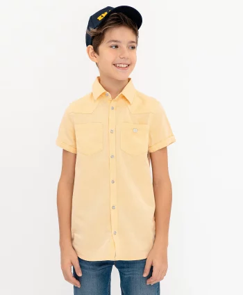 Желтая рубашка с коротким рукавом Button Blue(120BBBC23022700)